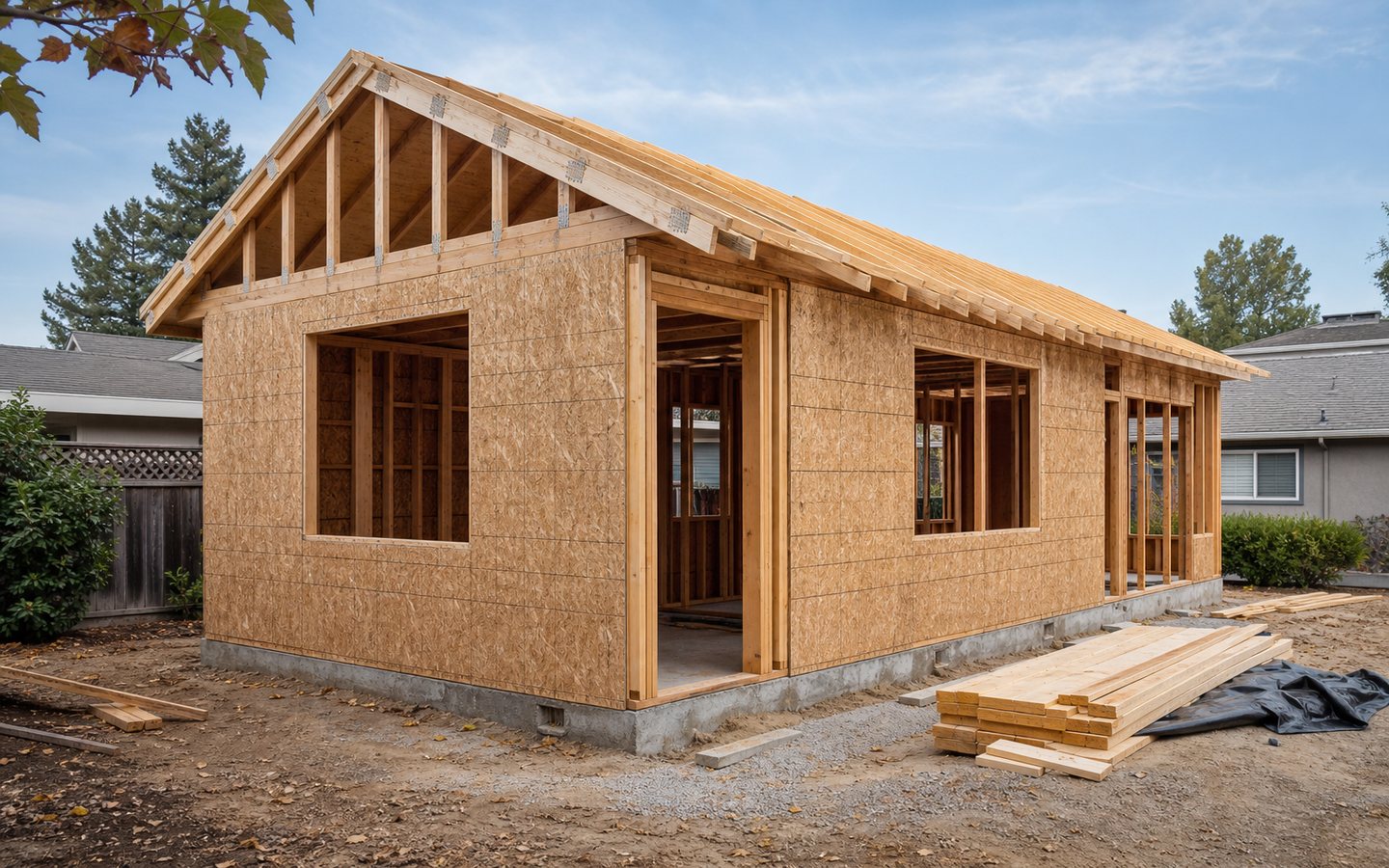 Backyard ADU framing and sheathing design inspiration