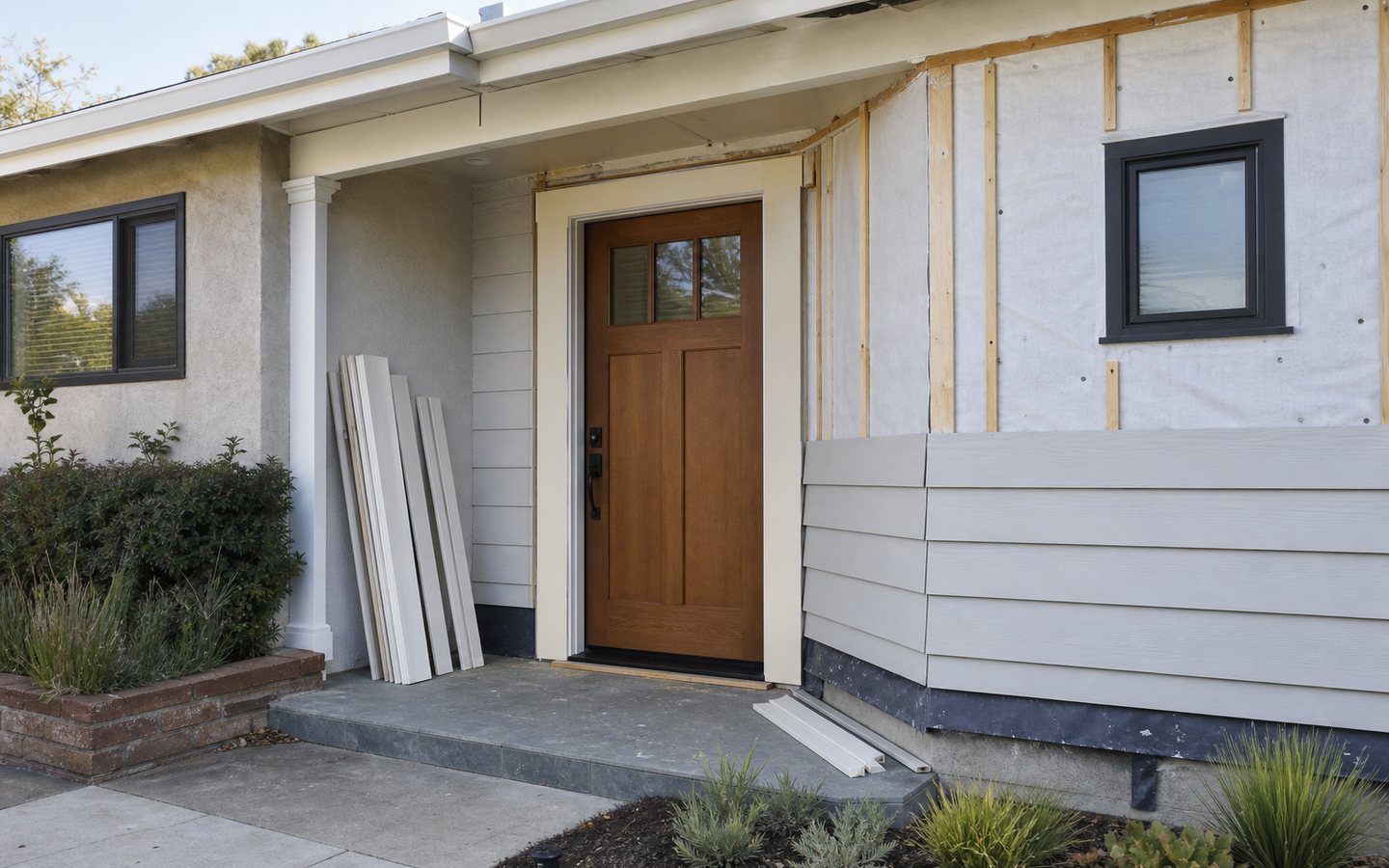 Exterior entry and finish-upgrade work-stage design inspiration