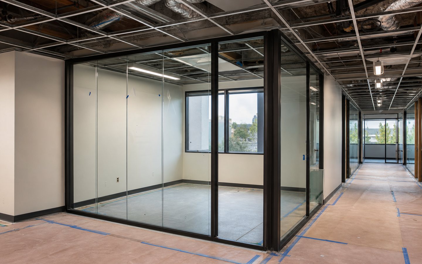 Office glass-partition and ceiling installation design inspiration