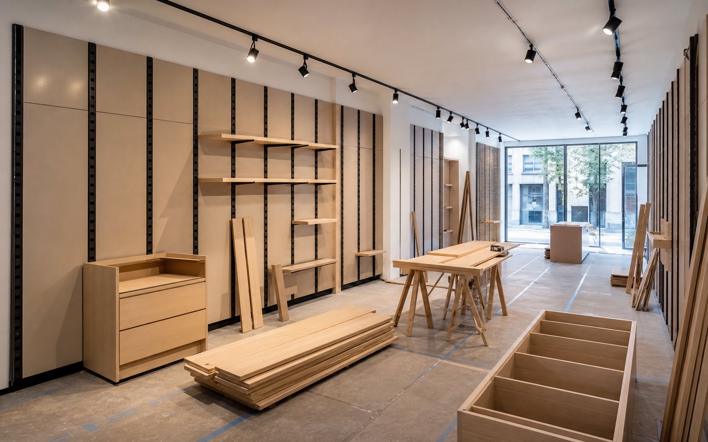 Retail display-wall and track-light installation design inspiration