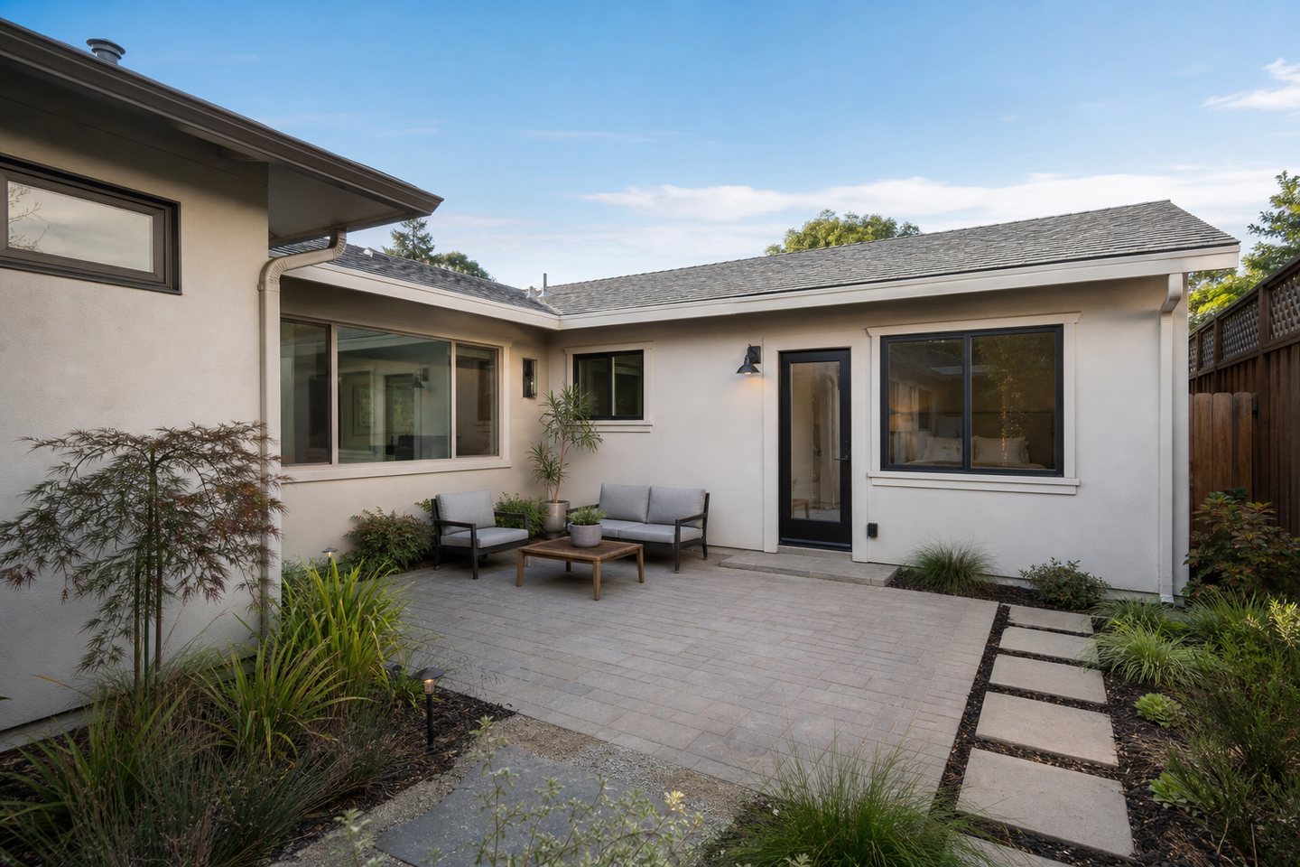 Attached ADU courtyard design inspiration for Cupertino planning