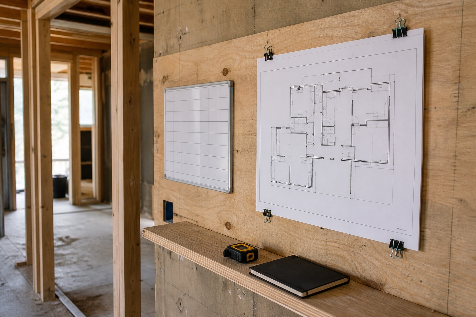 Floor plan, finish samples, and fixture-selection design inspiration